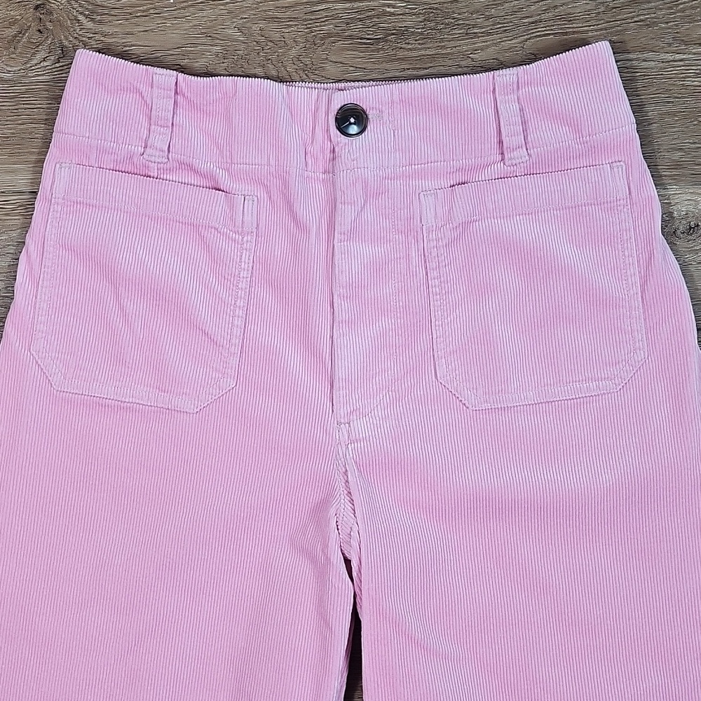 Maeve Anthropologie The Colette Light Pink Corduroy High Rise Wide Leg Crop Pant - Picture 4 of 16